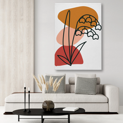 Lily of the Valley Abstract Canvas Wall Art – Minimalist Botanical Print for Modern Interiors