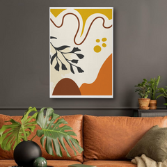 Abstract Boho Wall Art – Minimalist Botanical Canvas Print in Warm Earth Tones