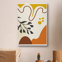 Abstract Boho Wall Art – Minimalist Botanical Canvas Print in Warm Earth Tones