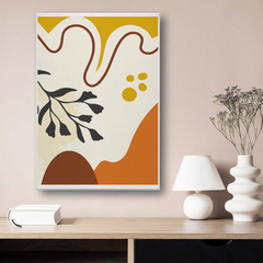Abstract Boho Wall Art – Minimalist Botanical Canvas Print in Warm Earth Tones