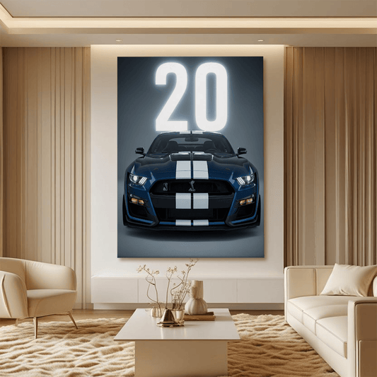 Ford Mustang Shelby GT500 Blue Muscle Car Canvas Wall Art – Bold Sports Car Décor