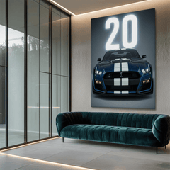 Ford Mustang Shelby GT500 Blue Muscle Car Canvas Wall Art – Bold Sports Car Décor