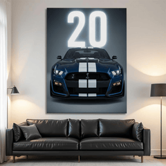 Ford Mustang Shelby GT500 Blue Muscle Car Canvas Wall Art – Bold Sports Car Décor