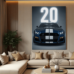 Ford Mustang Shelby GT500 Blue Muscle Car Canvas Wall Art – Bold Sports Car Décor