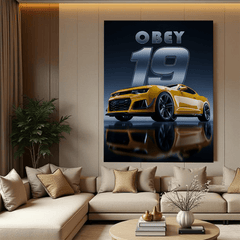 Chevrolet Camaro Yellow Sports Car Canvas Wall Art – Modern Muscle Car Décor