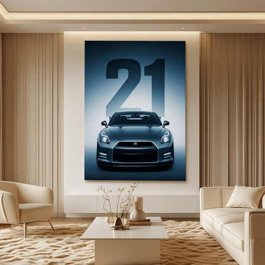 Nissan GT-R Black Sports Car Canvas Wall Art – Modern Supercar Décor