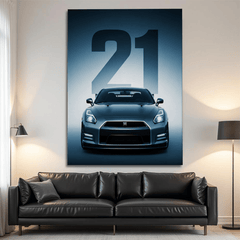 Nissan GT-R Black Sports Car Canvas Wall Art – Modern Supercar Décor