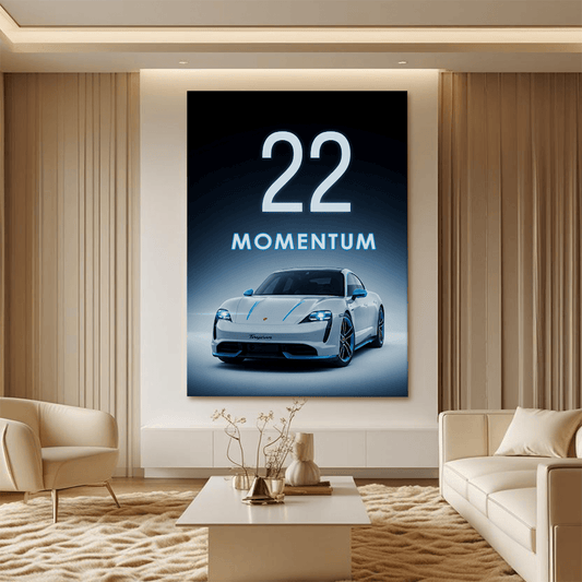 Porsche Taycan White Electric Sports Car Canvas Wall Art – Modern Luxury Décor