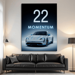 Porsche Taycan White Electric Sports Car Canvas Wall Art – Modern Luxury Décor