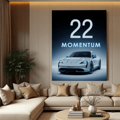 Porsche Taycan White Electric Sports Car Canvas Wall Art – Modern Luxury Décor