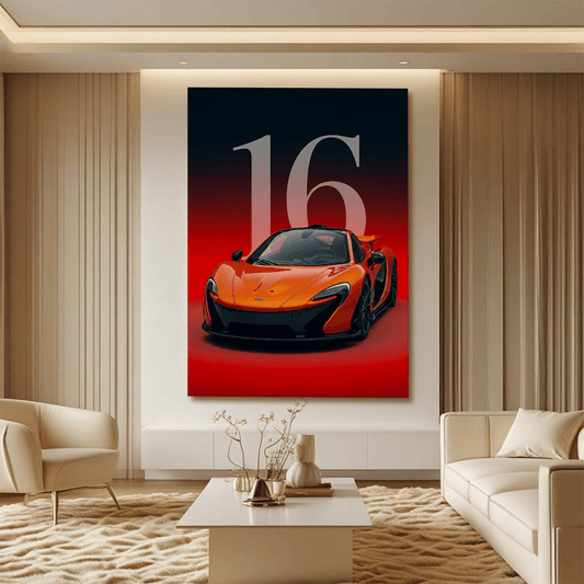 McLaren P1 Orange Supercar Canvas Wall Art – Luxury Sports Car Décor