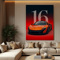 McLaren P1 Orange Supercar Canvas Wall Art – Luxury Sports Car Décor