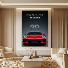 Chevrolet Corvette C8 Red Sports Car Canvas Wall Art – Modern Muscle Car Décor
