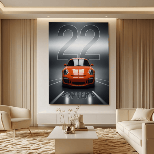 Porsche 911 GT3 Orange Canvas Wall Art – Supreme Sports Car Decor