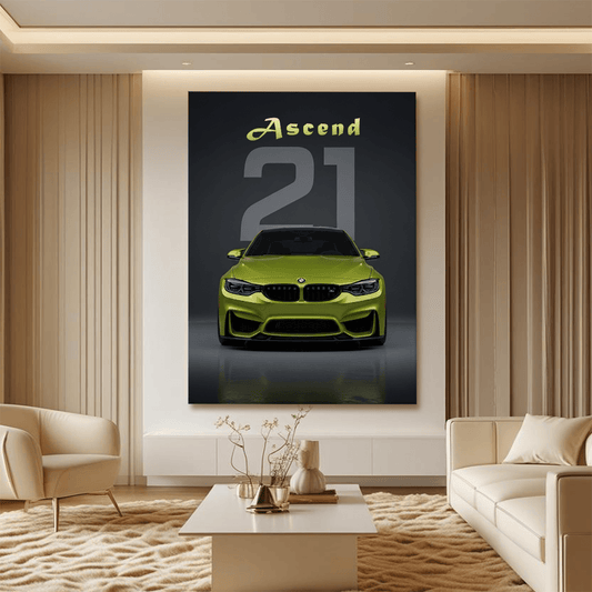 BMW M4 Green Sports Car Canvas Wall Art – Modern Luxury Automotive Décor