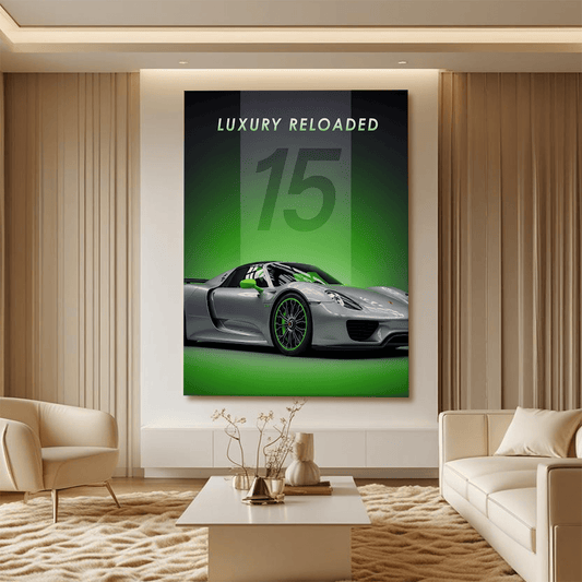 Porsche 918 Spyder Silver Supercar Canvas Wall Art – Hybrid Luxury Décor