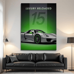 Porsche 918 Spyder Silver Supercar Canvas Wall Art – Hybrid Luxury Décor
