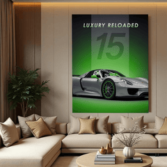 Porsche 918 Spyder Silver Supercar Canvas Wall Art – Hybrid Luxury Décor