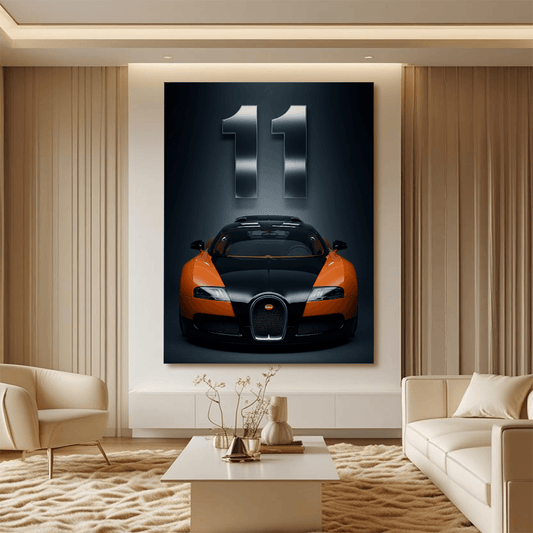 Bugatti Veyron Black and Orange Supercar Canvas Wall Art – Luxury Hypercar Décor
