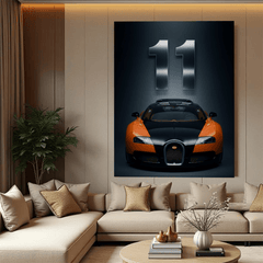 Bugatti Veyron Black and Orange Supercar Canvas Wall Art – Luxury Hypercar Décor