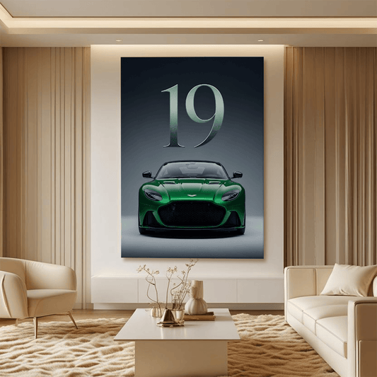 Aston Martin DBS Superleggera Green Supercar Canvas Wall Art – Luxury Automotive Décor