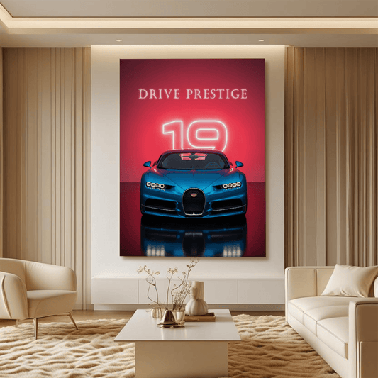 Bugatti Chiron Blue Canvas Wall Art – Prestige Supercar Wall Decor