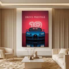 Bugatti Chiron Blue Canvas Wall Art – Prestige Supercar Wall Decor