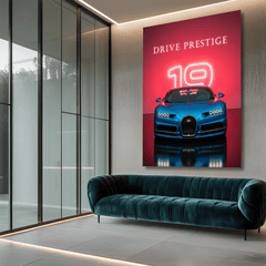 Bugatti Chiron Blue Canvas Wall Art – Prestige Supercar Wall Decor