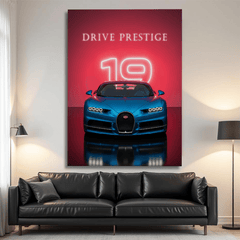 Bugatti Chiron Blue Canvas Wall Art – Prestige Supercar Wall Decor