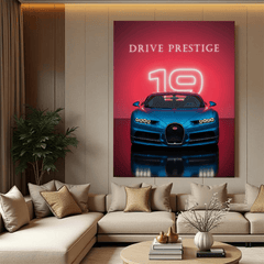 Bugatti Chiron Blue Canvas Wall Art – Prestige Supercar Wall Decor