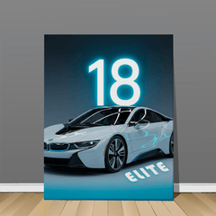 BMW i8 White Hybrid Sports Car Canvas Wall Art – Futuristic Luxury Décor