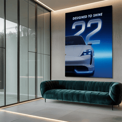 Porsche Taycan White Electric Sports Car Canvas Wall Art – Modern Luxury Decor