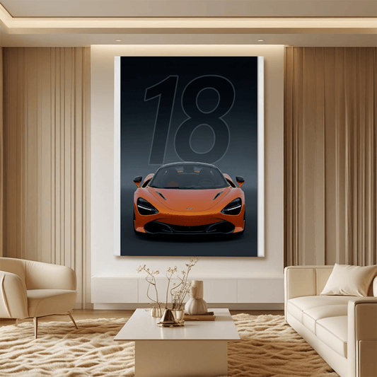 McLaren 720S Orange Supercar Canvas Wall Art – Luxury Sports Car Decor