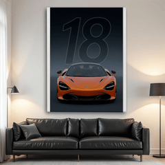 McLaren 720S Orange Supercar Canvas Wall Art – Luxury Sports Car Decor