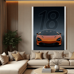 McLaren 720S Orange Supercar Canvas Wall Art – Luxury Sports Car Decor