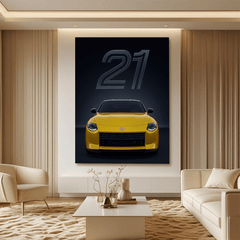 Nissan Z Proto Yellow Sports Car Canvas Wall Art – Modern Automotive Decor