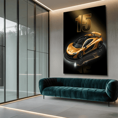 McLaren P1 Golden Supercar Wall Art Print for Modern Home and Office Decor