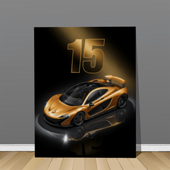 McLaren P1 Golden Supercar Wall Art Print for Modern Home and Office Decor