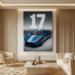 Ford GT Blue Canvas Wall Art – Classic American Supercar Wall Decor