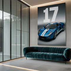 Ford GT Blue Canvas Wall Art – Classic American Supercar Wall Decor