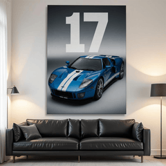 Ford GT Blue Canvas Wall Art – Classic American Supercar Wall Decor