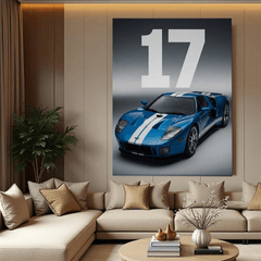 Ford GT Blue Canvas Wall Art – Classic American Supercar Wall Decor