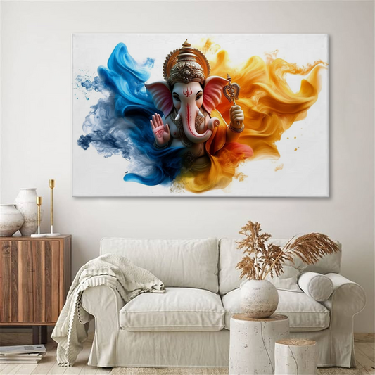Dual Aura Ganesha Canvas Wall Art – Balance of Energy & Blessings
