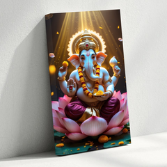 Divine Lotus Ganesha Canvas Wall Art – Radiance, Wisdom & Prosperity