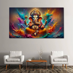 Vibrant Ganesha Canvas Wall Art – Remover of Obstacles in Splash of Color