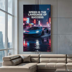 Speed Is the Language of Success Motivational Canvas Wall Art Print