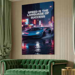 Speed Is the Language of Success Motivational Canvas Wall Art Print