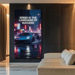 Speed Is the Language of Success Motivational Canvas Wall Art Print