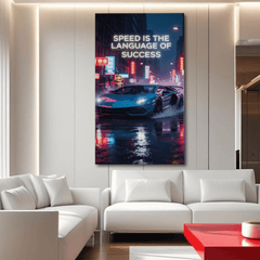 Speed Is the Language of Success Motivational Canvas Wall Art Print