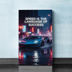 Speed Is the Language of Success Motivational Canvas Wall Art Print